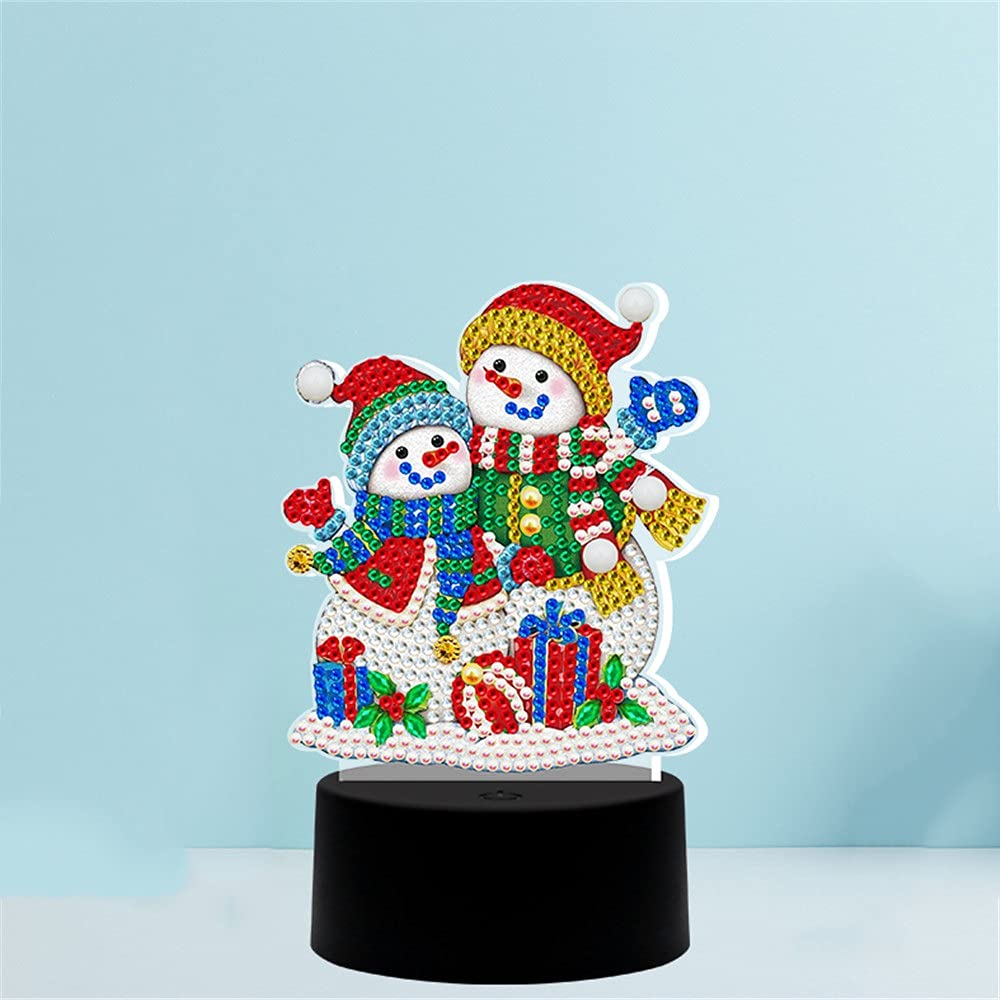 5D DIY Diamond Painting LED Night Light - Christmas Santa Claus & Snowman Special Shape for Home Holiday Decor - Perfect for Bedroom, Living Room, and Christmas Tree Decoration