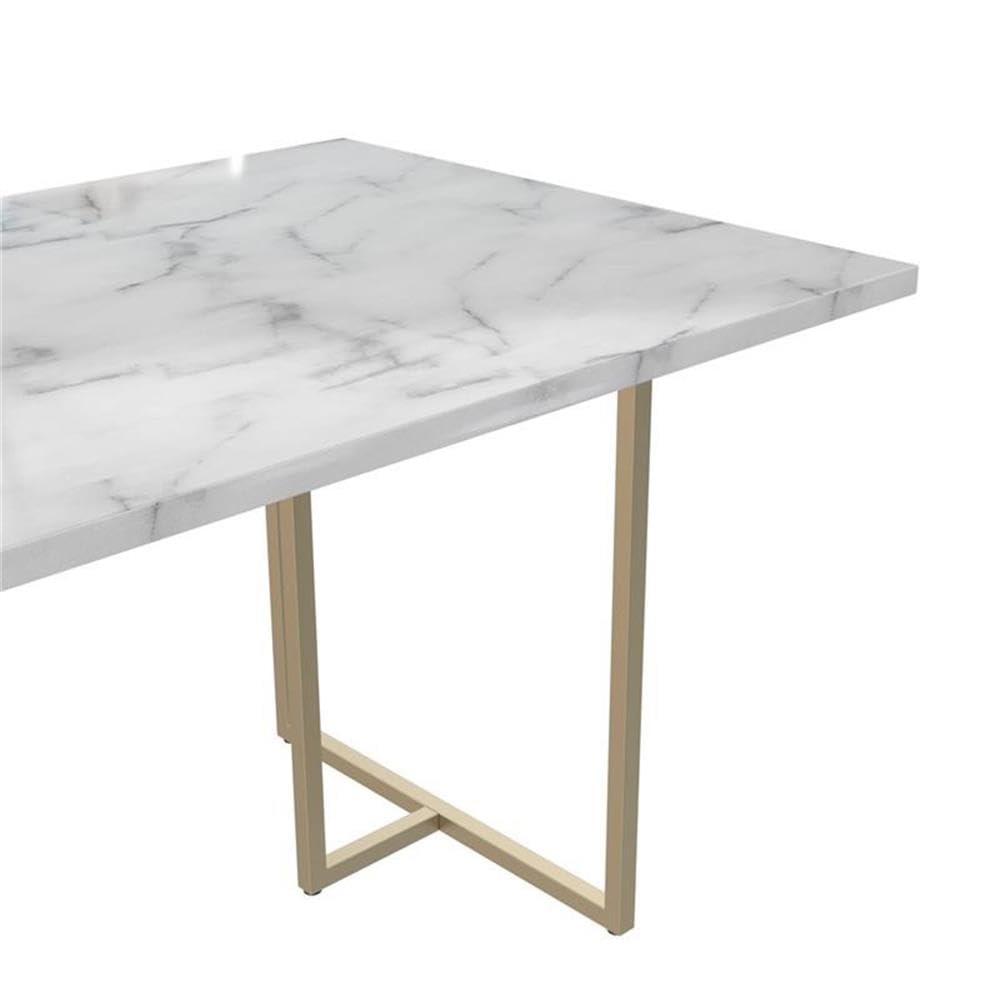CosmoLiving Astor Dining Table - White Marble Top with Gold Metal Legs | Modern Luxury Dining Room Furniture for Home & Restaurant Decor