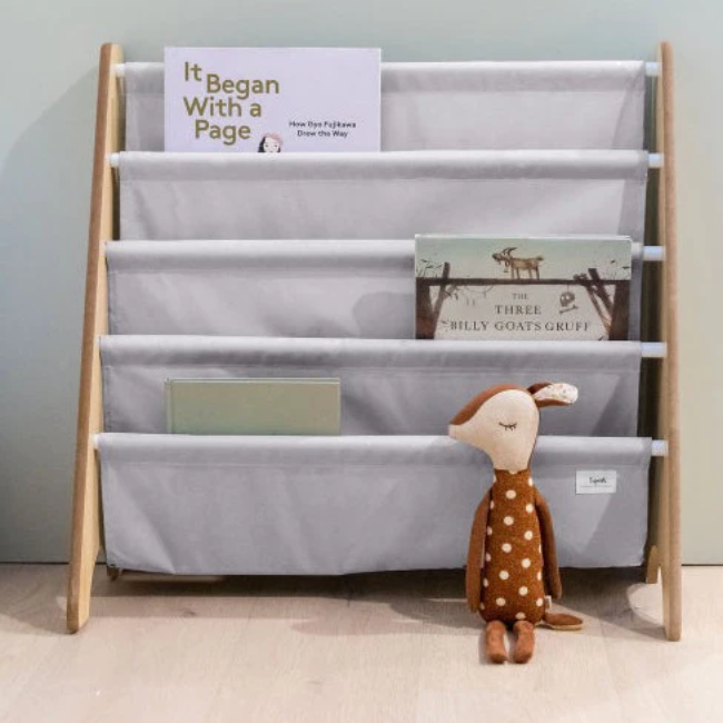 3 Sprouts Kids Book Rack - Light Grey Wooden Bookshelf for Nursery, Playroom & Classroom Organization | Durable Children's Book Storage Solution