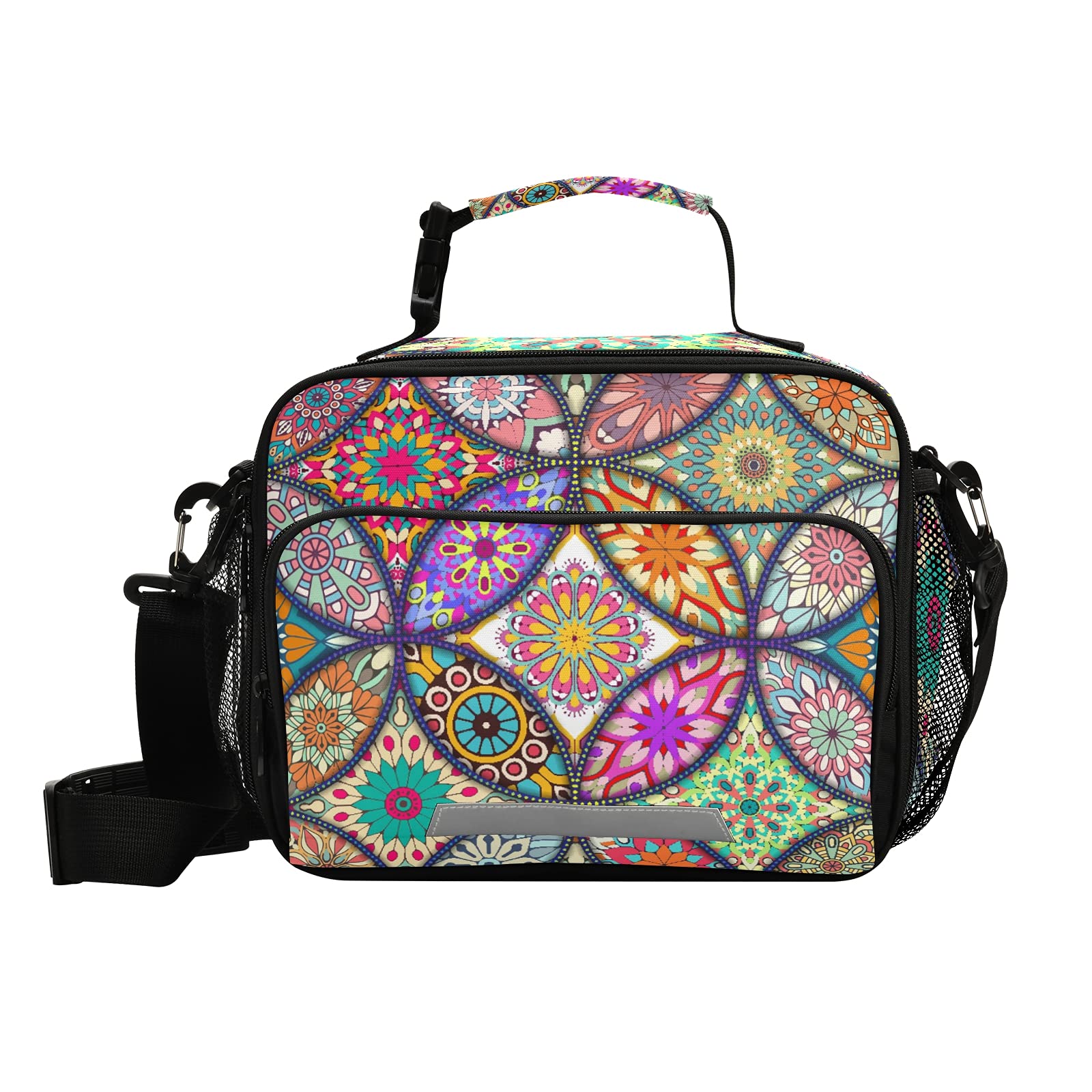 Boho Mandala Insulated Lunch Bag with Detachable Shoulder Strap - Thermal Lunch Box for Students, Office & Picnic - Cute Cooler Tote for Men & Women - Perfect for School, Work & Outdoor Adventures