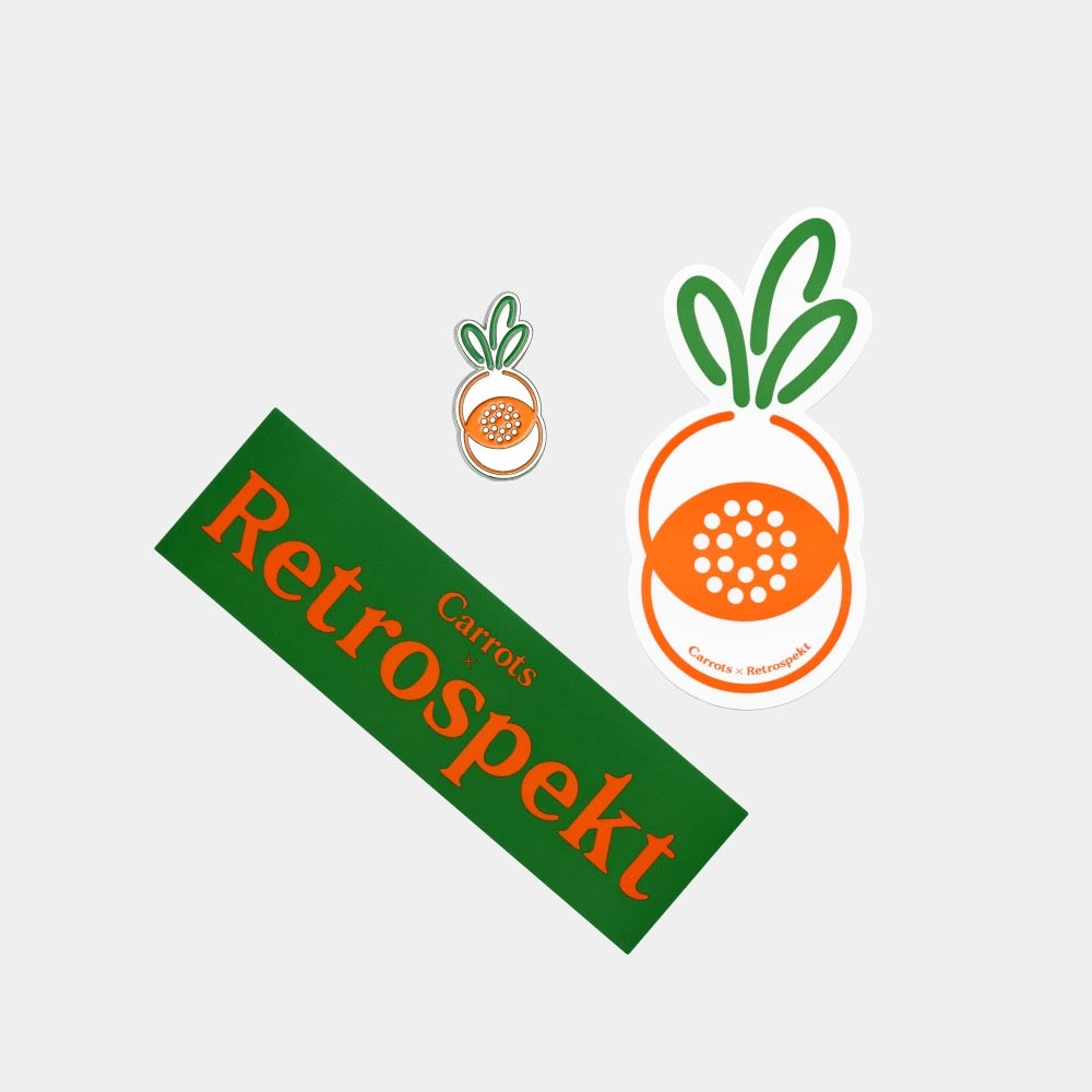 Retrospective Carrot-Themed Pin and Sticker Set - Vintage Style Collectible Badges & Decals for Laptops, Journals, and DIY Crafts
