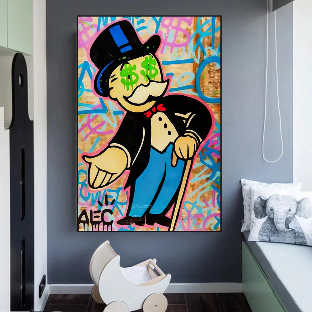 Alec Monopoly Graffiti Art Canvas Print - Urban Street Art Wall Decor for Living Room, Bedroom & Office