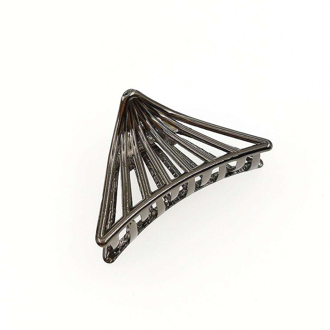4 Pack Women's Triangle Metal Hair Clips - Hollow Jaw Clamps for Ponytails, Buns & Updos - Gold & Silver Hair Claws for Women & Girls (Great for Work, Gym, Weddings & Everyday Styling)
