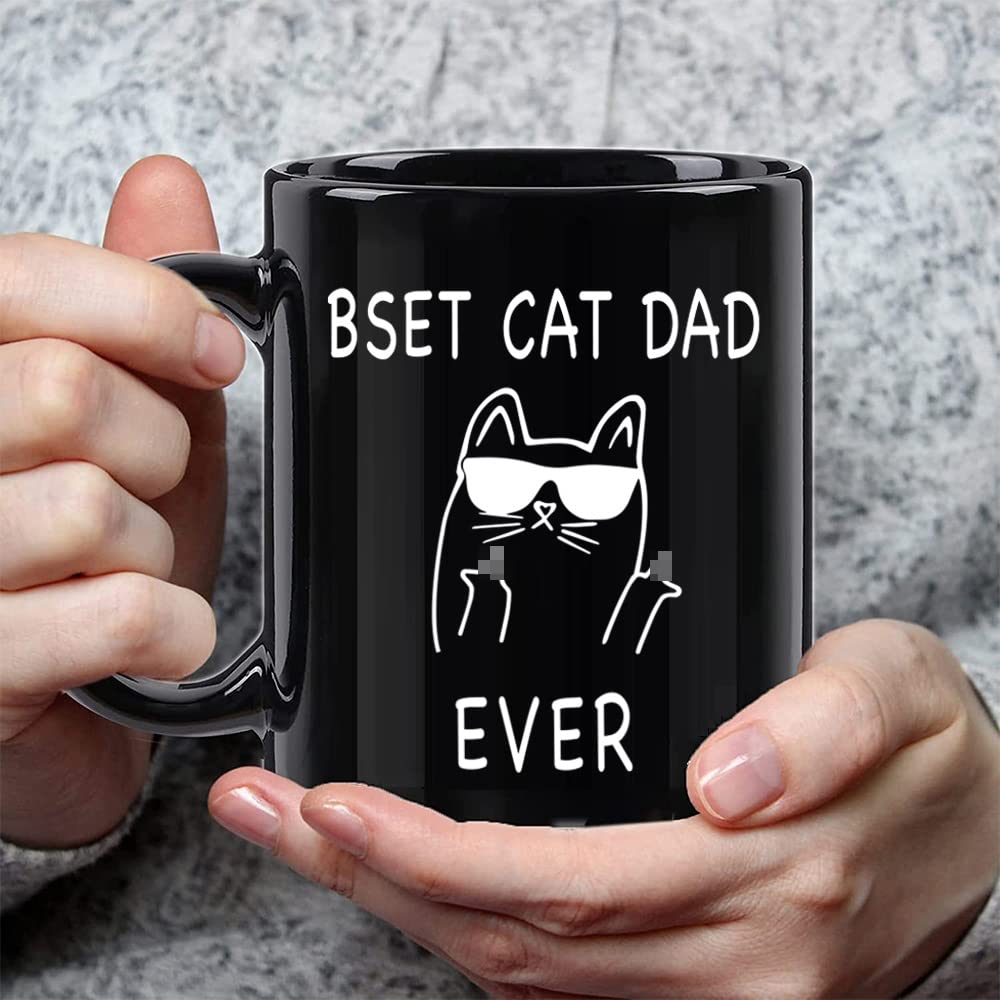 Best Cat Dad Ever Coffee Mug - Funny Cat Theme Gift for Men, Cat Lovers & Pet Owners - Perfect for Father's Day, Christmas, Birthday & Anniversary - Ideal for Office Use, Home Decor & Gift Giving