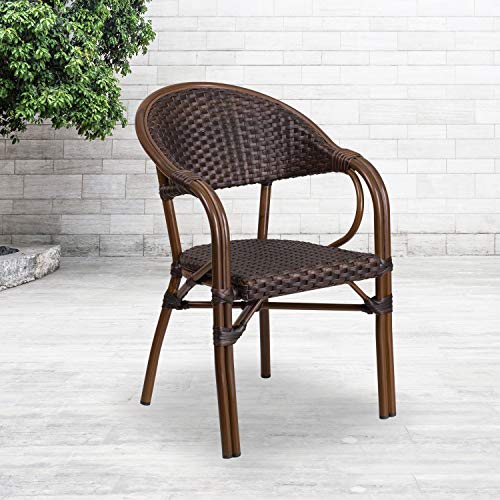 Dark Brown Rattan/Red Bamboo-aluminum Frame