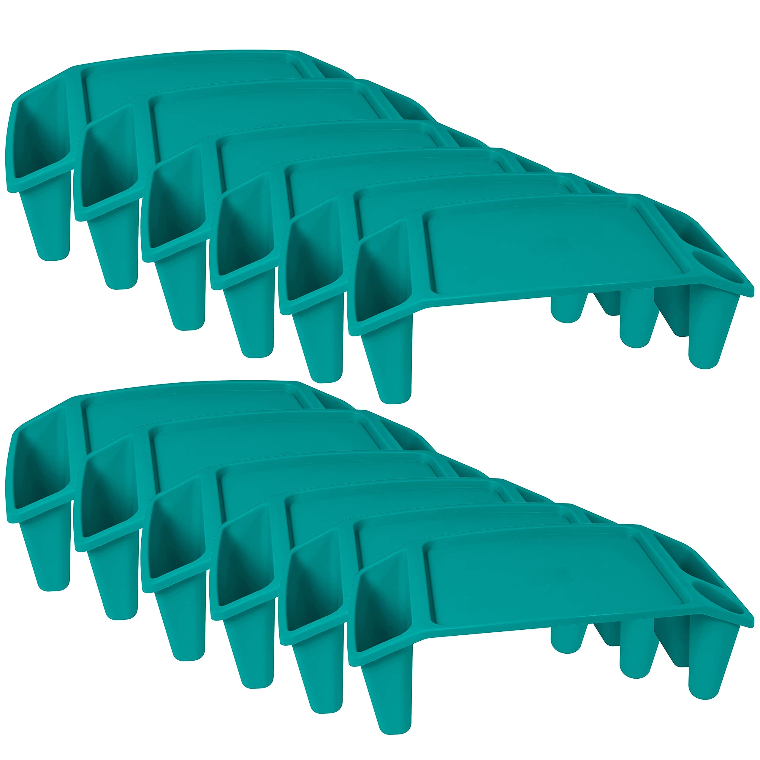 Creatology Plastic Lap Tray - 12 Pack Portable Multi-Compartment Craft Tray for Reading, Studying, Writing & Art Projects - Teal Color - Perfect for Bed, Couch, Car & Travel Use