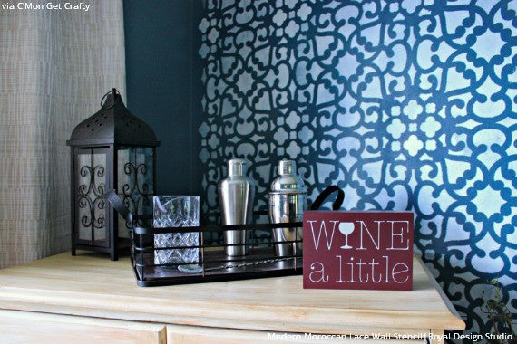 Modern Moroccan Lace Wall Stencil - Reusable DIY Painting Template for Home Decor, Nursery, Bedroom & Living Room Accent Walls