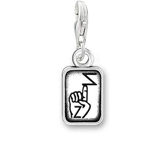 Sign Language Letter 'Z' Charm Pendant - Sterling Silver or Gold Plated Bead for DIY Bracelets & Necklaces - Perfect for Jewelry Making, Gifts, and ASL Awareness