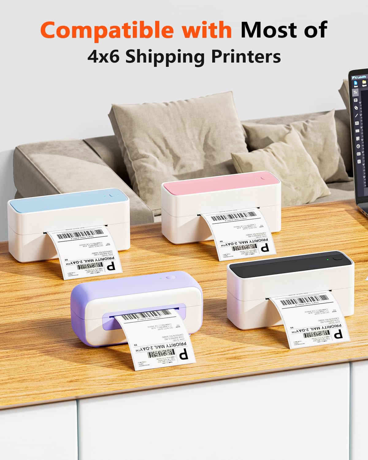 Phomemo 4x6 Thermal Direct Shipping Labels - 4''x6'' Fan-Fold Labels (500/Pack) - Compatible with Rollo, MUNBYN, Zebra & Fargo Label Printers - Perfect for E-commerce, Small Business & Home Shipping Needs