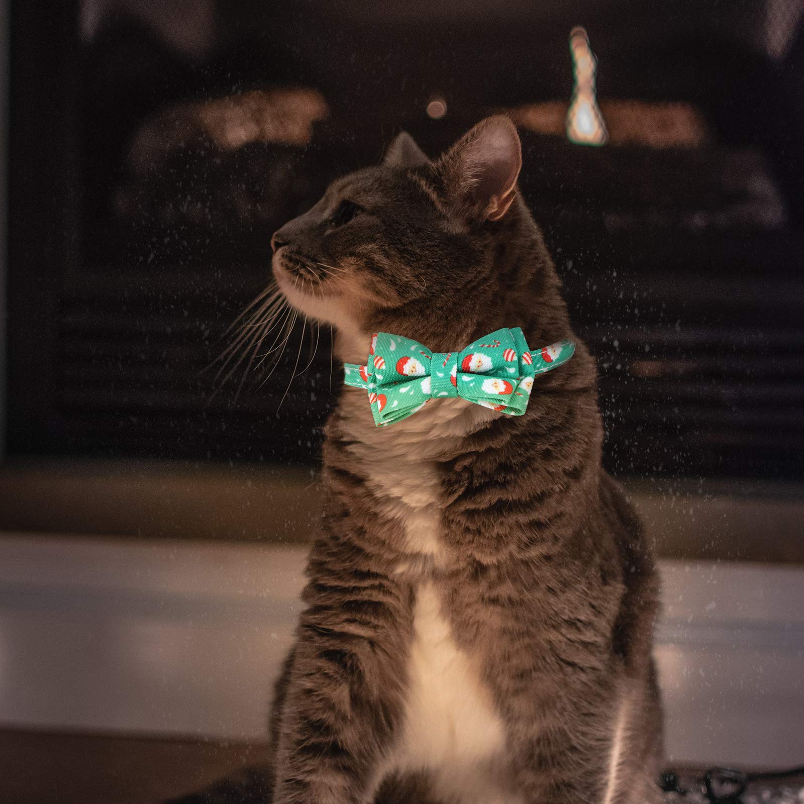 Festive Santa Cat Collar with Jingle Bells - Christmas Pet Costume for Parties & Cosplay