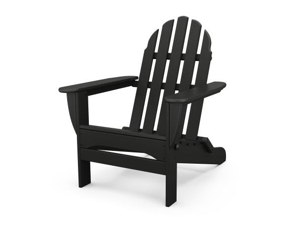 Polywood Black Classic Folding Adirondack Chair - Durable Outdoor Furniture for Patio, Poolside & Garden Relaxation