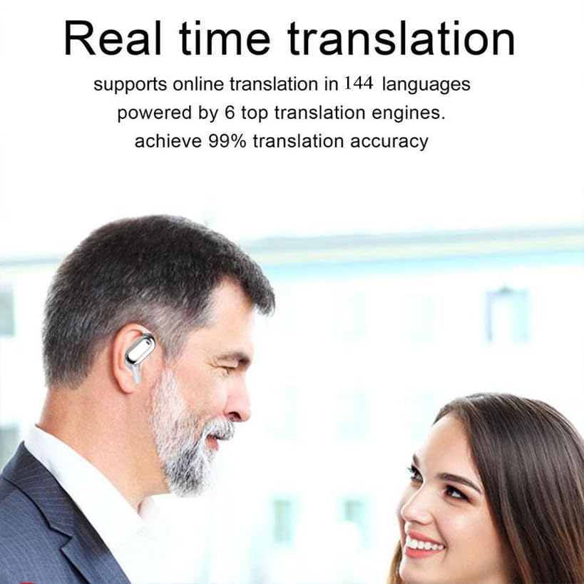 Vylaras AI Translator Earbuds - Real-Time 144 Language Translation, Noise Cancelling Wireless Earbuds with LED Display & IPX5 Waterproof - Perfect for Travel, Business Meetings & Language Learning (White)