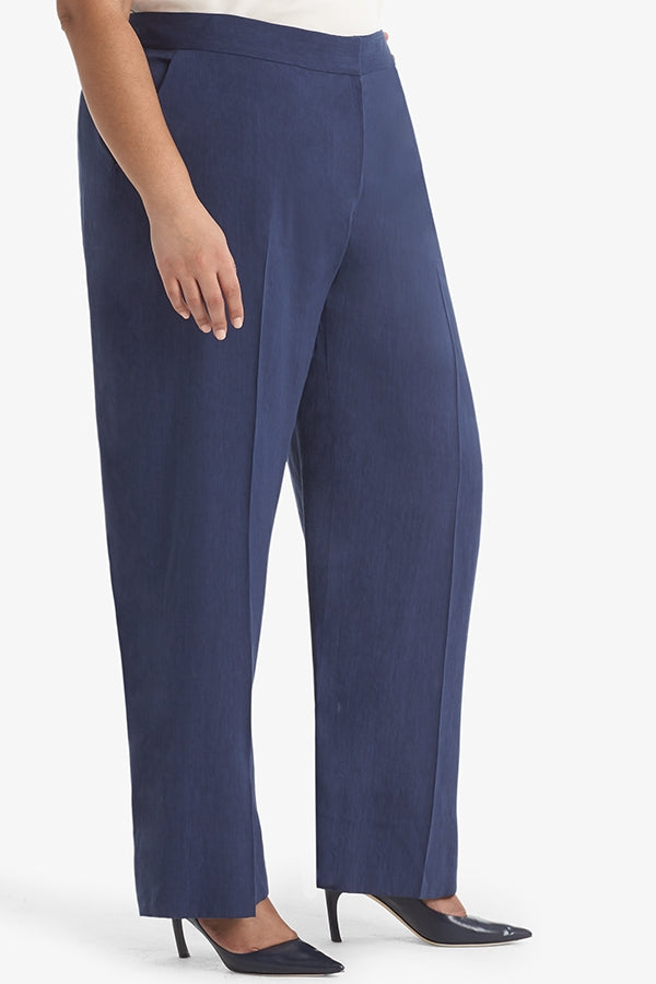 Tinsley Wide Leg Stretch Linen Pants for Women - Comfortable Blueberry Color - Perfect for Office Wear, Casual Outings & Summer Vacations