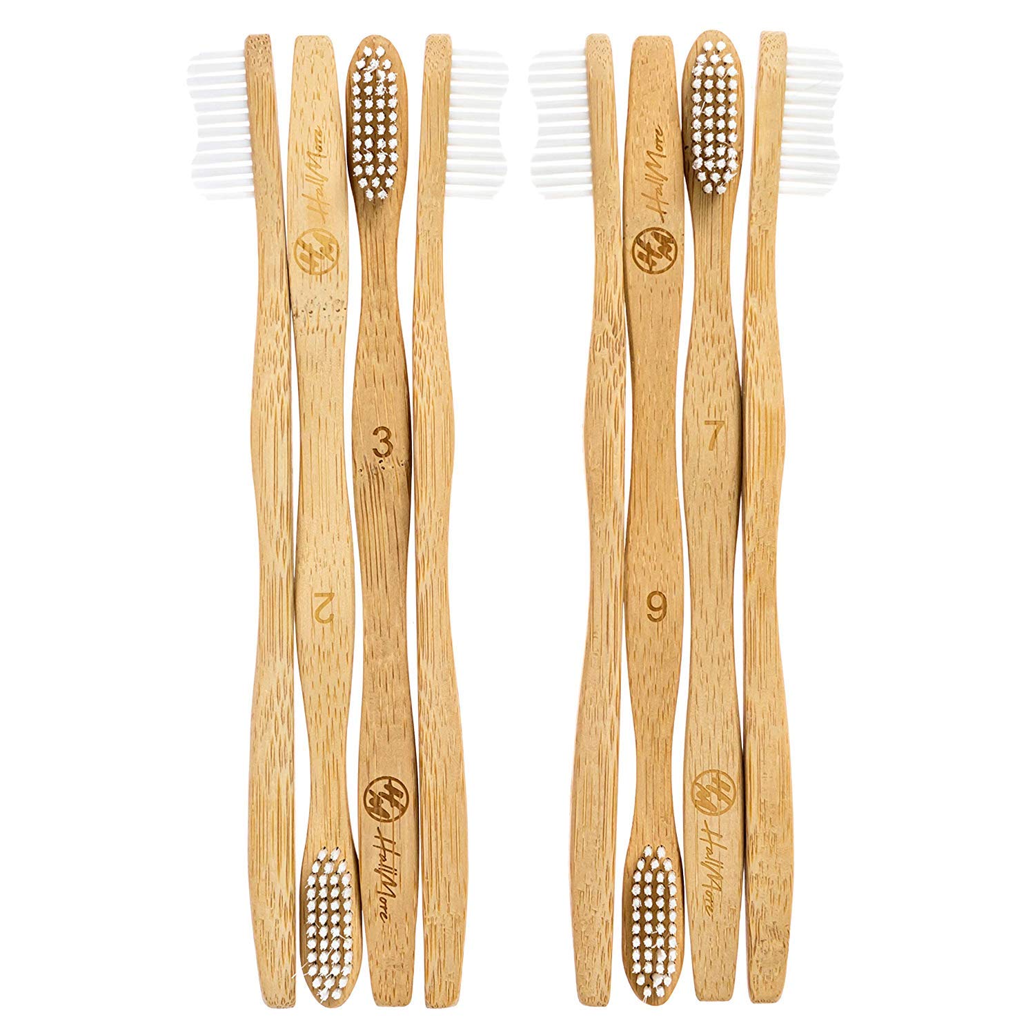 HallMore Bamboo Toothbrush 8 Pack - Eco-Friendly Biodegradable Soft Bristles Toothbrushes for Adults & Kids - Perfect for Travel, Home & Sustainable Oral Care
