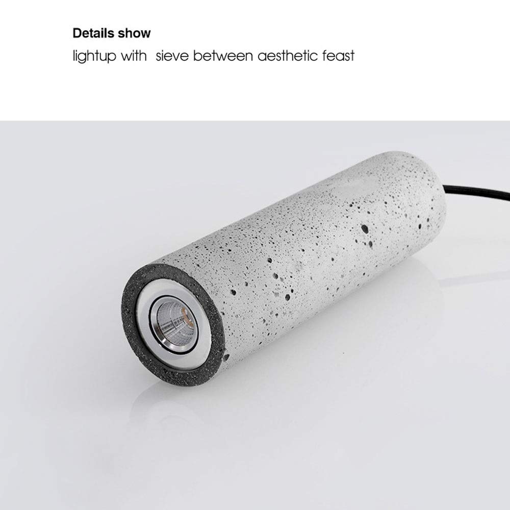 3 Pack LED Concrete Hanging Pendant Lights - Modern Round Tube Chandelier for Kitchen Island, Dining Room & Bar Lighting - Industrial Retro Ceiling Light Fixtures with Cement Finish - Perfect for Farmhouse, Loft & Commercial Spaces Decor