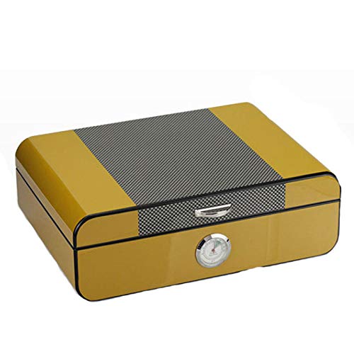 Premium Carbon Fiber Cigar Humidor Box with Cedar Wood Lining – Airtight Travel Humidor for Cigars, Moisture Control & Elegant Piano Paint Finish – Perfect for Home, Office, or On-the-Go Cigar Storage