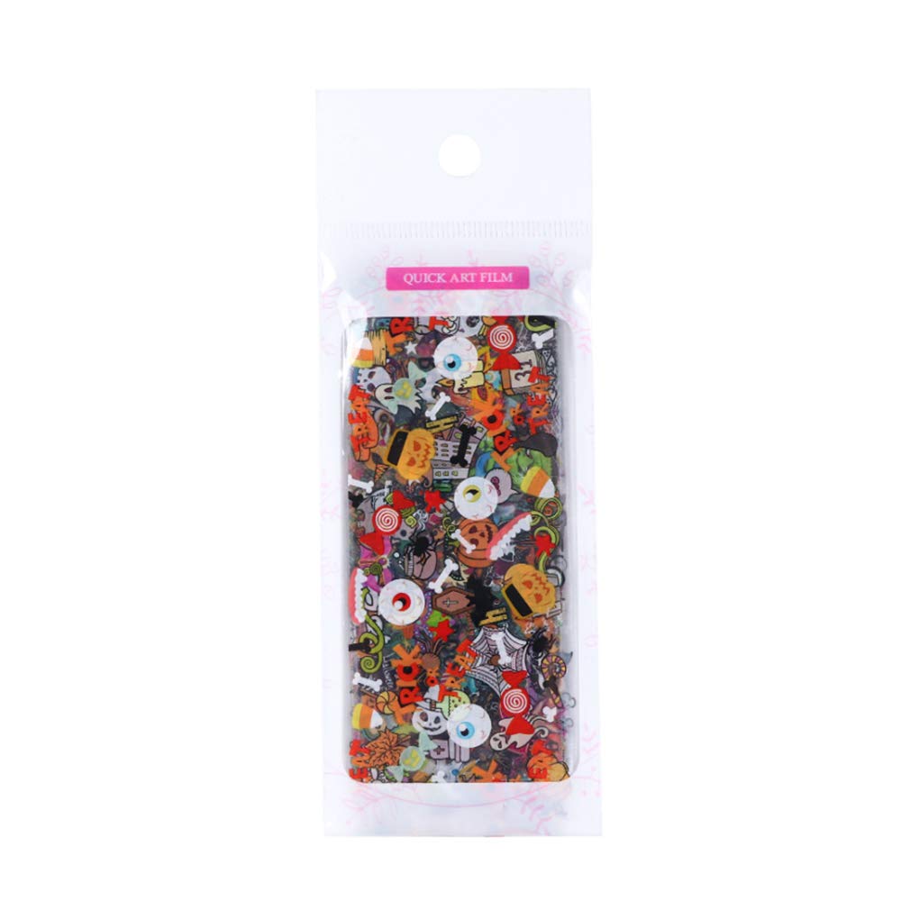Halloween Nail Foil Stickers Set - 10PCS Fall Nail Art Decals with Pumpkin Cat Charms, DIY Transfer Paper & Holographic Wraps for Day of The Dead, Spooky Nail Decorations | Perfect for Halloween Parties, Costume Nails & DIY Manicure