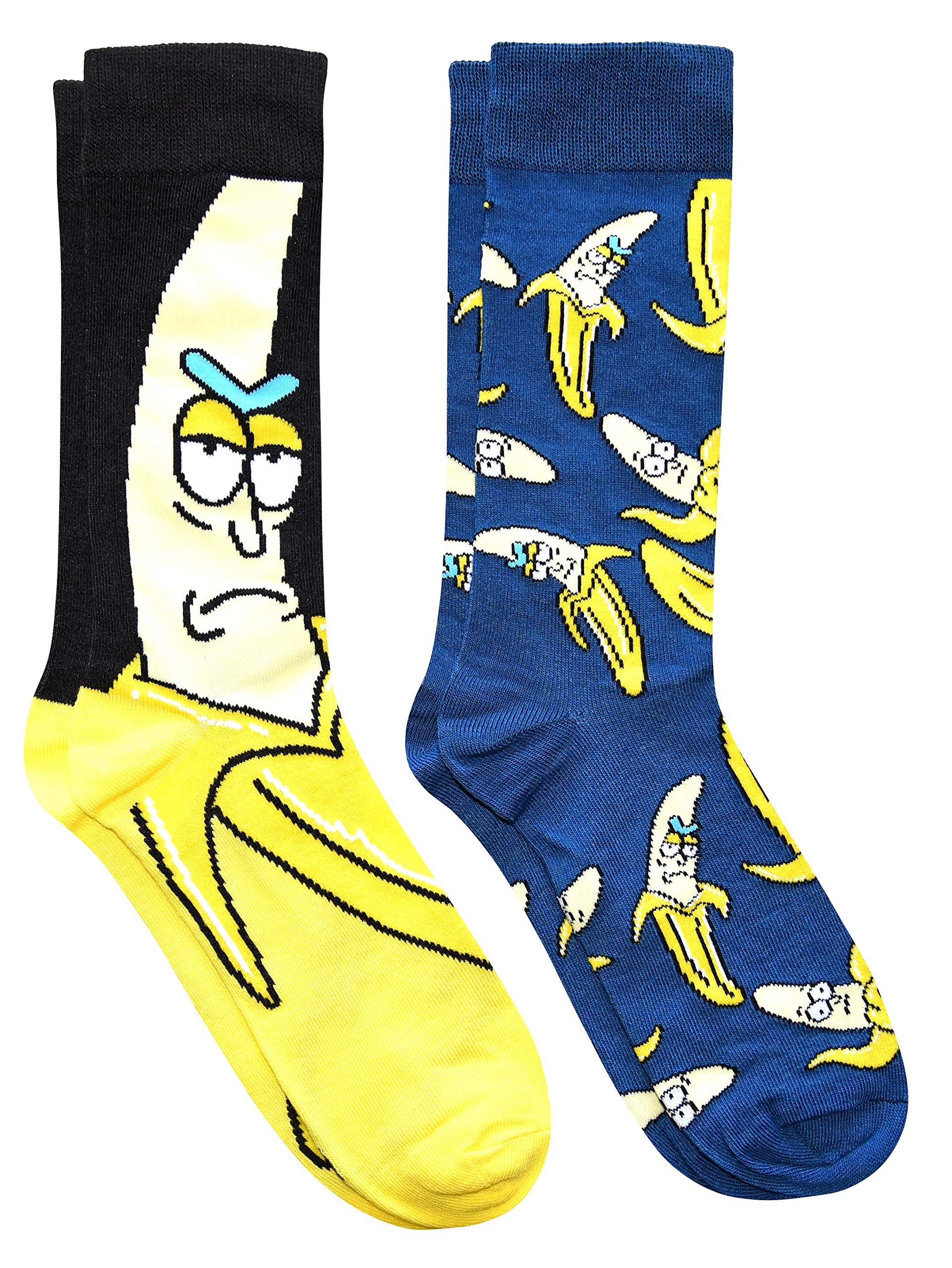 Rick and Morty Banana Rick Funny Novelty Socks for Men - 2 Pair Pack - Soft Cotton Crew Socks - Perfect for Gifts, Cosplay, and Rick and Morty Fans