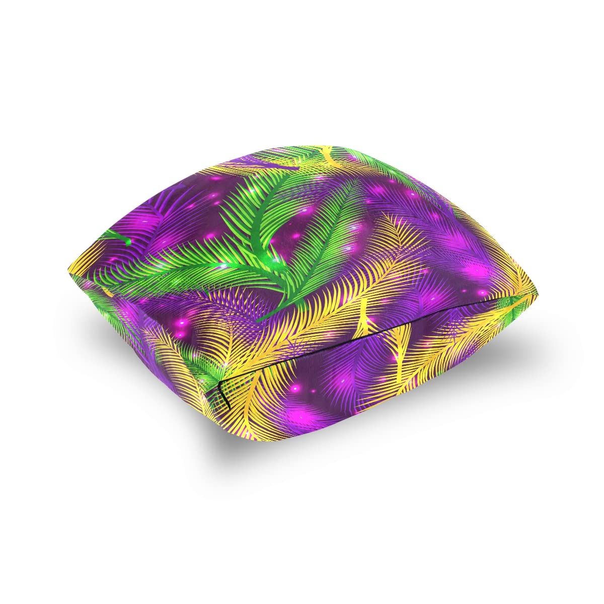Aflyko 2 Pack 18x18 Inch Mardi Gras Throw Pillow Covers - Masquerade Feather Glitter Pillow Cases for Sofa, Carnival Party Decor, Fat Tuesday Gift - Perfect for Home Decor, Living Room, Bedroom & Festive Celebrations