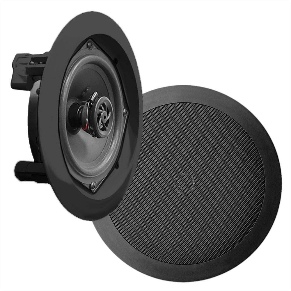 Pyle PDIC51RDBK 5.25 Inch 150 Watt Black In-Ceiling Flush Mount Speakers - Set of 8 - High Performance Audio for Home Theater, Background Music & Commercial Spaces