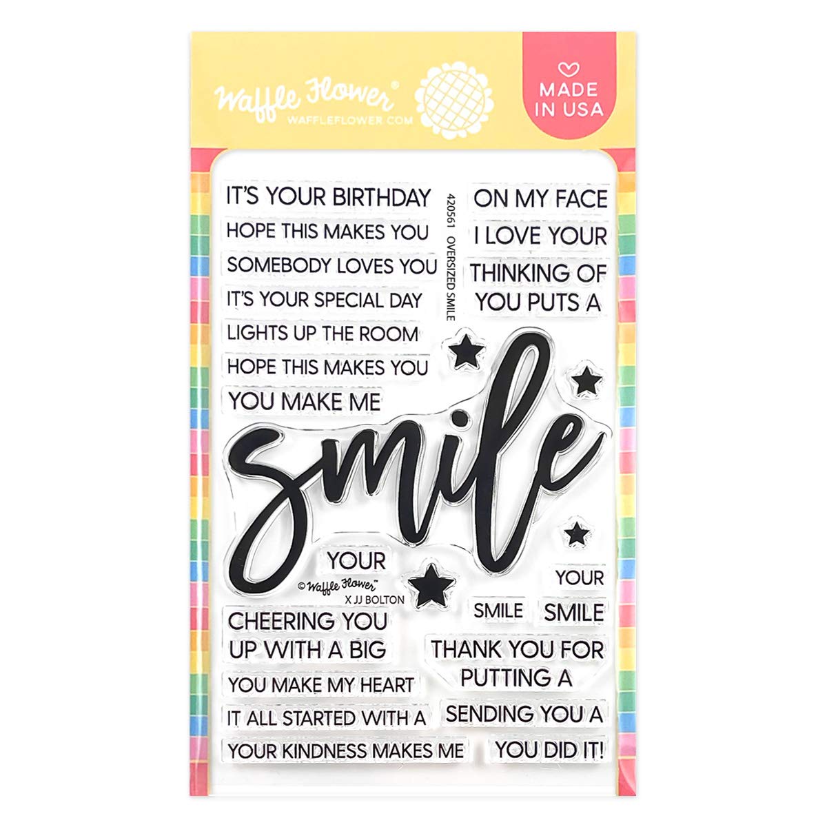 Waffle Flower Oversized Smile Stamp Set for Card Making & Scrapbooking - DIY Greeting Cards, Journaling, Planner Decorations