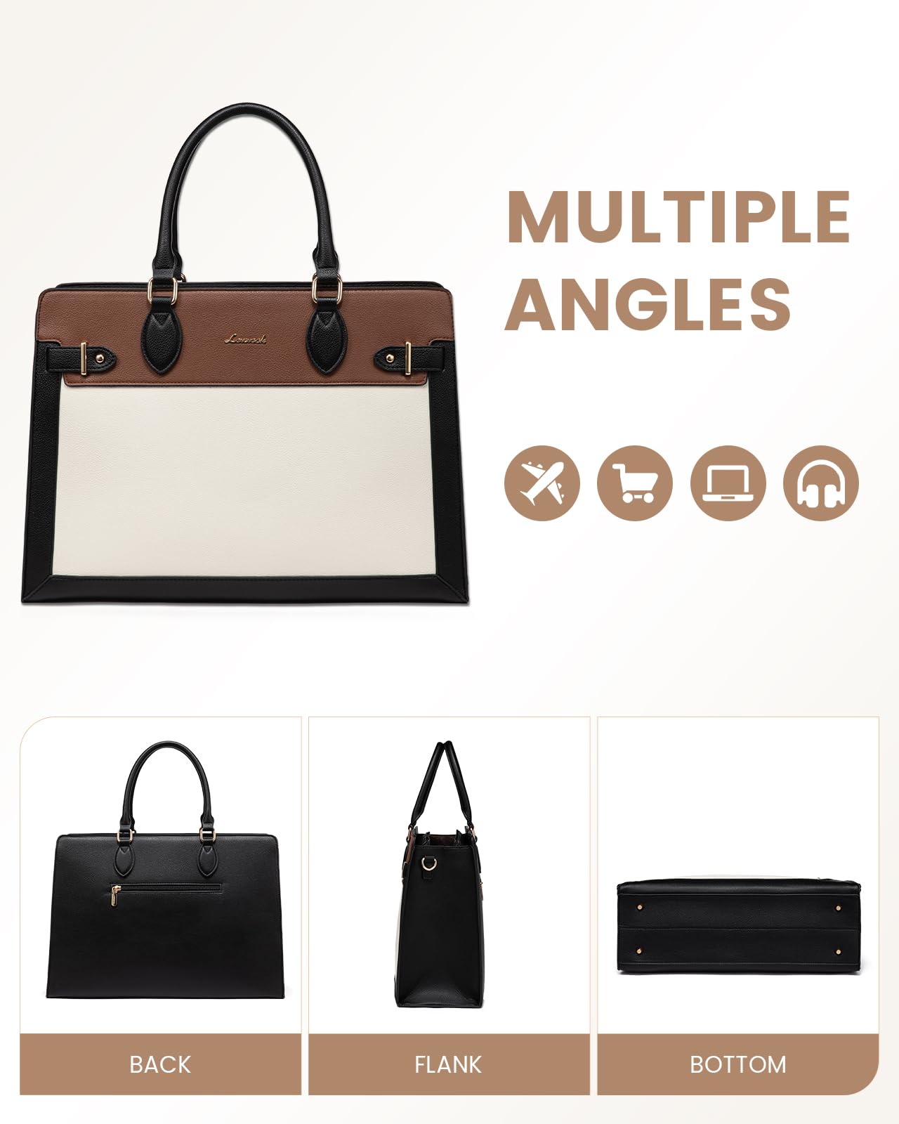 LOVEVOOK 17 Inch Laptop Bag for Women - PU Leather Work Tote & Business Briefcase - Professional Office Shoulder Bag for Teachers, Businesswomen & Commuters - Perfect for Work, Travel & Daily Use