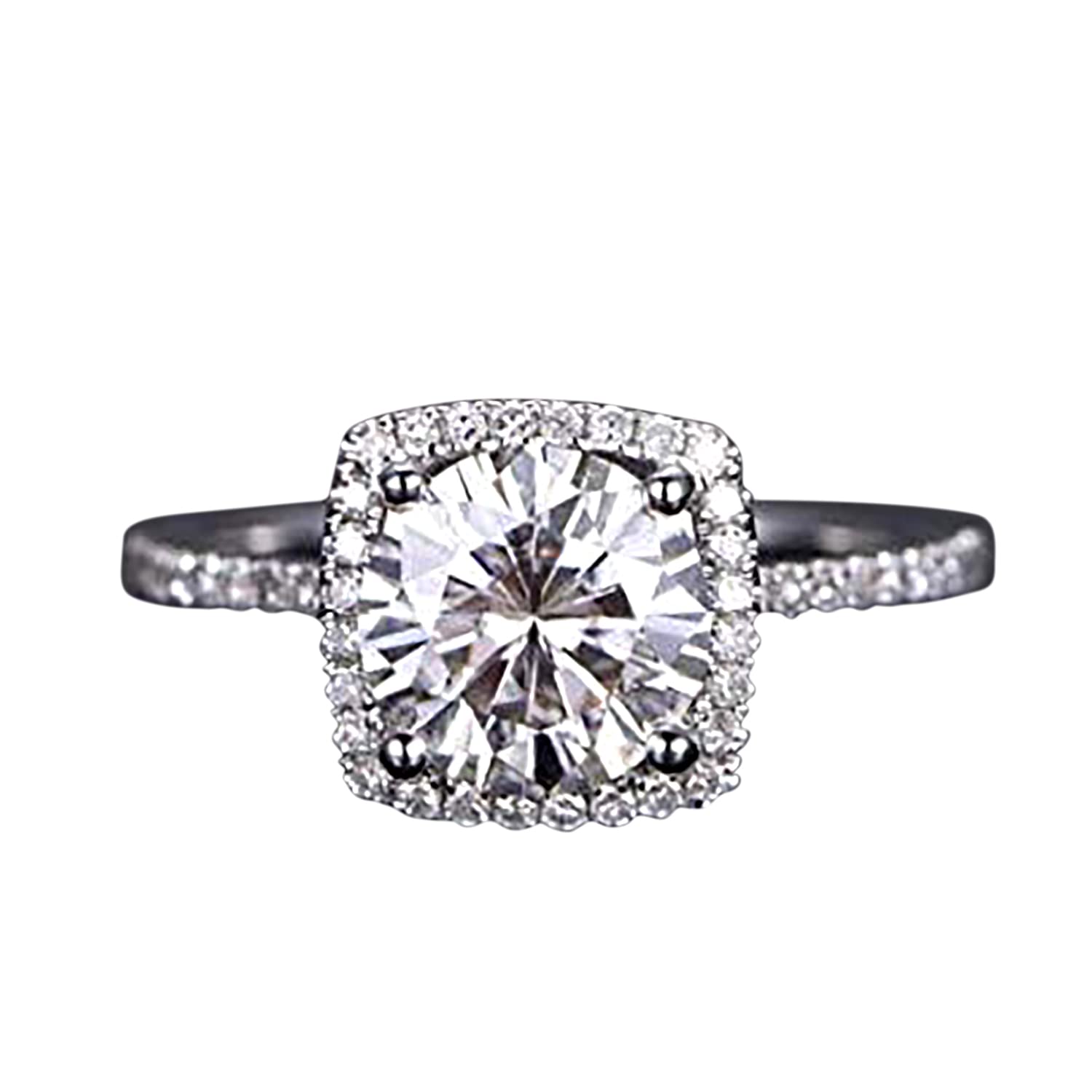 1.50 Carat Halo Moissanite & Diamond Engagement Ring in 18k Gold Plating - Perfect for Proposals, Weddings & Anniversary Gifts
