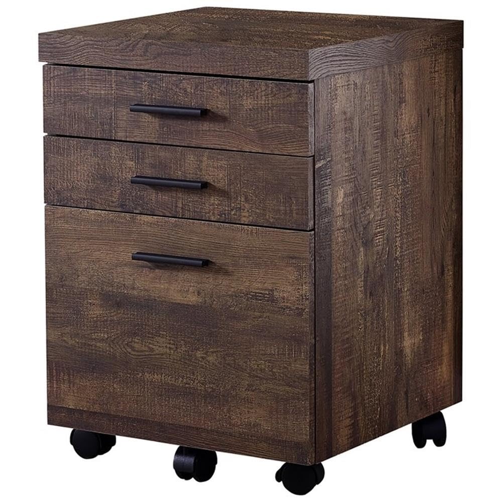 Home Square 3-Drawer Vertical Mobile File Cabinet Set - Brown (Set of 2) | Office Organization & Document Storage Solution for Home or Business Use