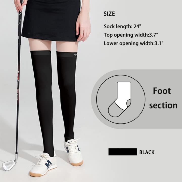 UPF 50+ Golf Socks for Women & Men - Breathable Ice Silk Summer Sun Protection Thigh High Socks - Perfect for Golf, School, Daily Wear & Cosplay - Stay Cool & Protected in Hot Weather