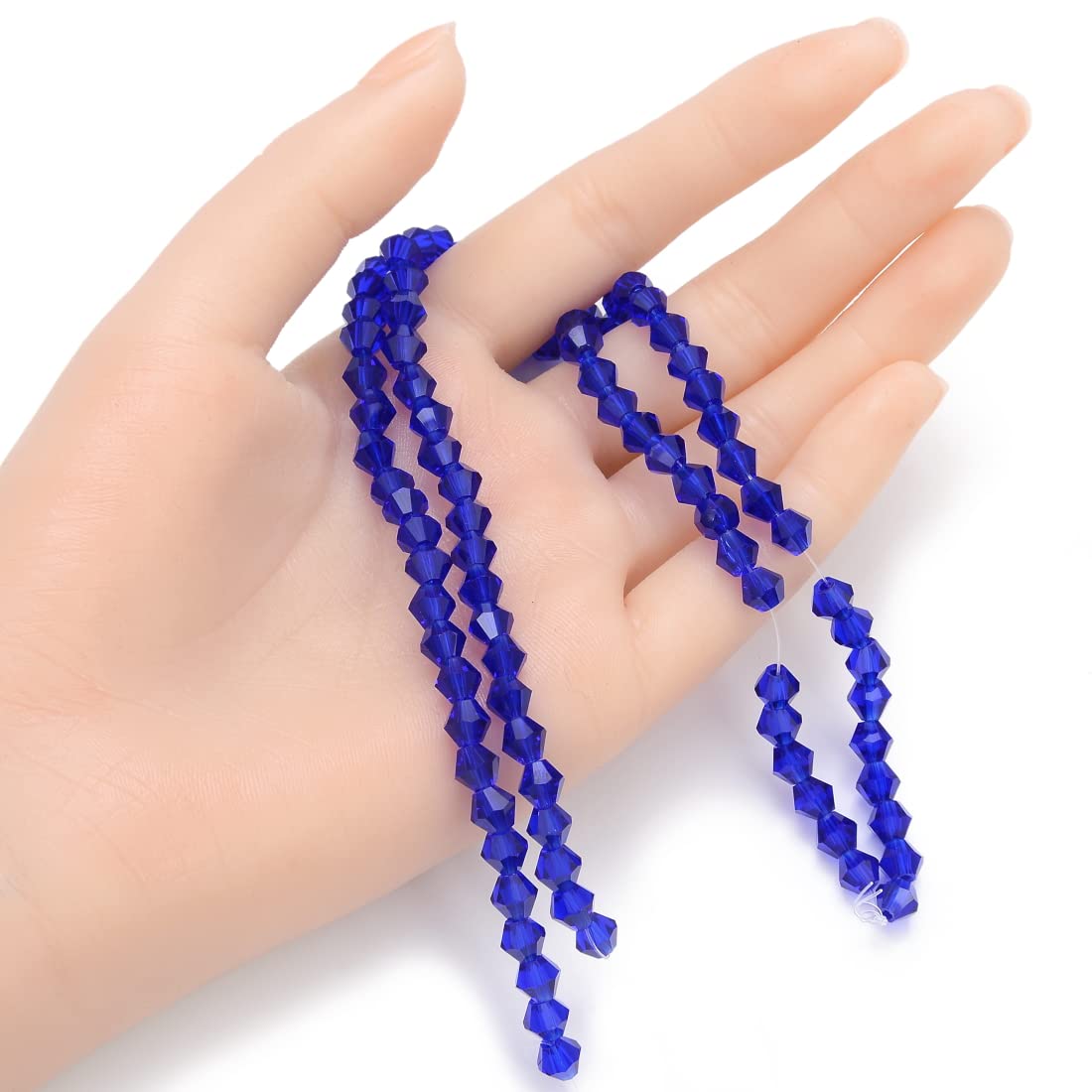 5 Strands Czech 6mm (0.24 Inch) Faceted Bicone Crystal Glass Loose Beads - 215-230pcs Bulk Cobalt Blue Spacer Beads for DIY Jewelry Making, Bracelets, Necklaces & Craft Projects - Premium Quality Glass Beads for Beading & Jewelry Design