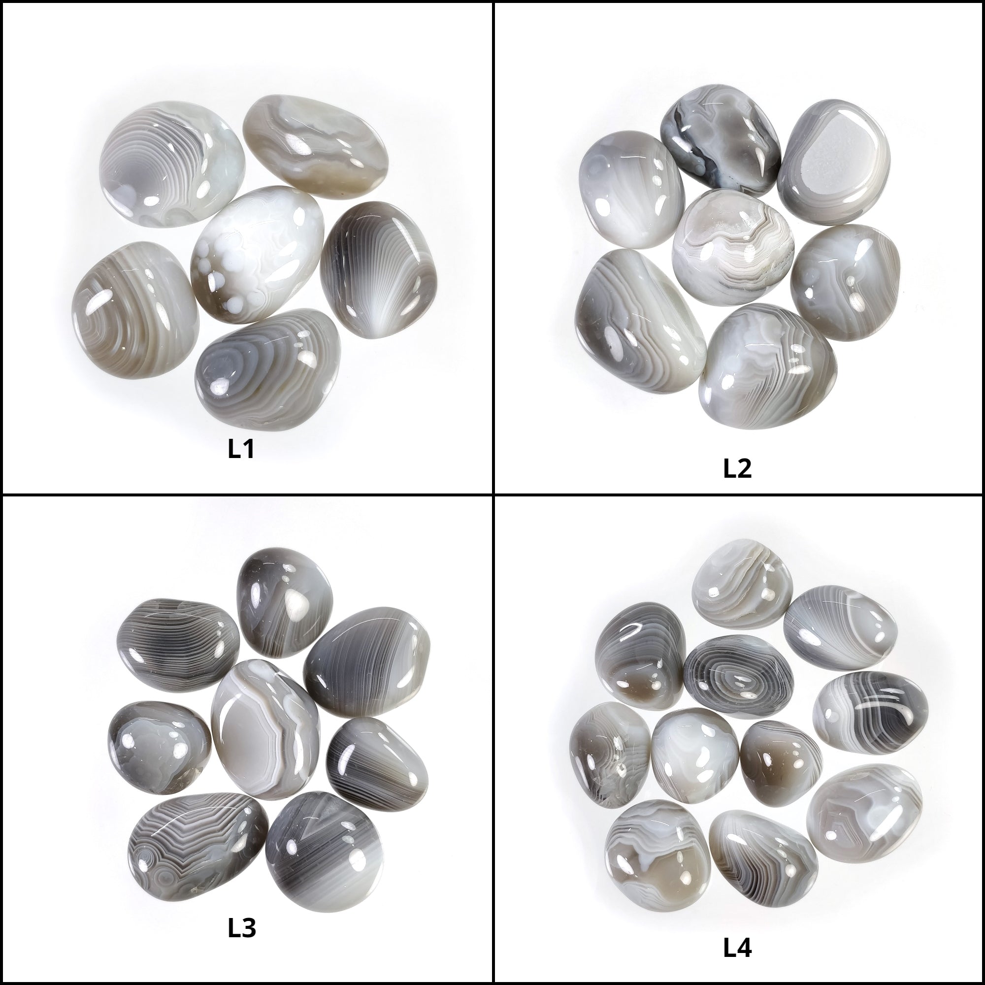 Natural Botswana Agate Gemstone Tumble Cabochons - Untreated Striped Bi-Color Agate Stones in 6pcs, 7pcs, 8pcs & 11pcs Lots - Unique Uneven Shapes for Jewelry Making, Crystal Healing & Home Decor