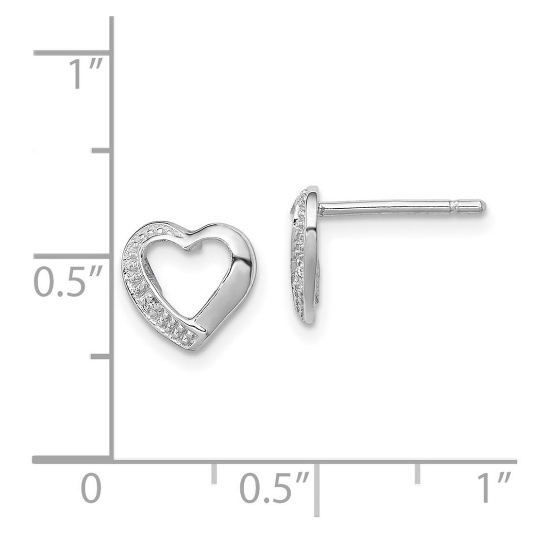 925 Sterling Silver Rhodium-Plated Diamond Heart Stud Earrings for Women - 8x8mm Elegant Love Heart Post Earrings - Perfect for Valentine's Day, Anniversary Gifts & Romantic Occasions