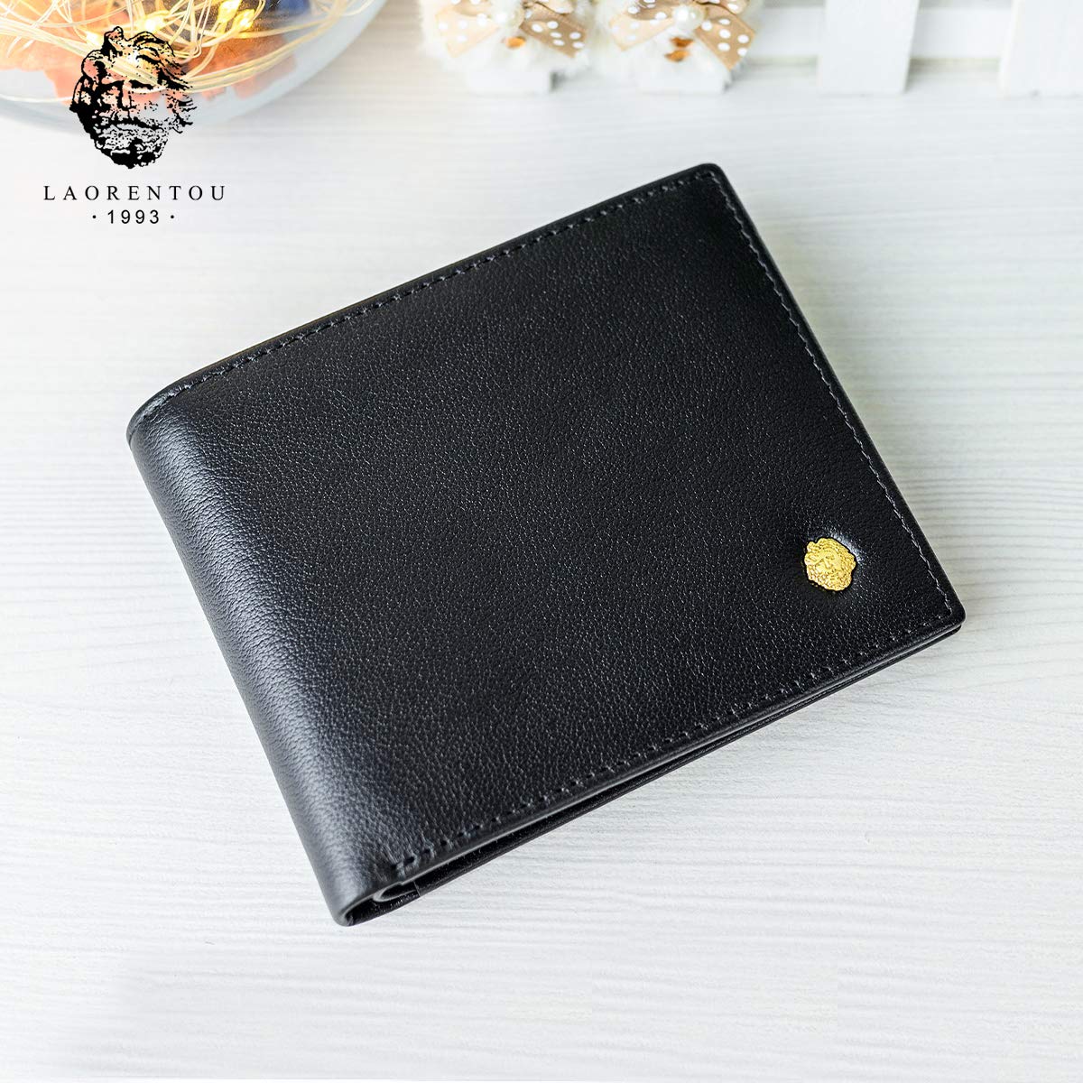 LAORENTOU Genuine Leather Wallets for Men - Slim RFID Blocking Bifold Wallet with Zipper Pocket & Credit Card Slots | Premium Mens Clutch Wallet & Card Holder | Perfect Gift for Dad, Husband, Boyfriend (Office, Travel, Everyday Use)