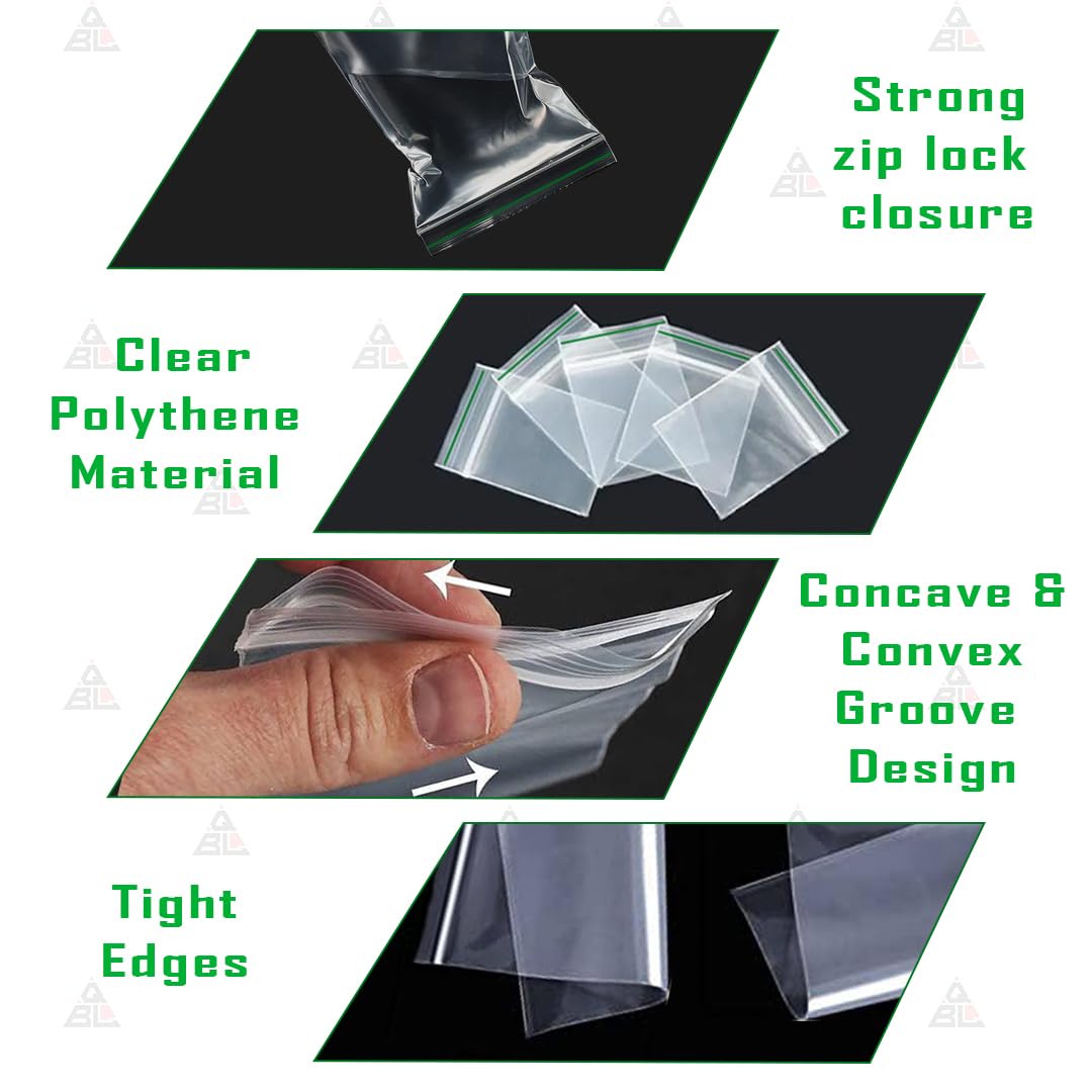 QBL® Gripseal Bags (40 x 40mm Pack of 100) - Durable Resealable Ziplock Bags for Food Storage, Jewelry, Crafts, and Organizing | Small Clear Plastic Bags with Strong Zip Lock Seal | Perfect for Snacks, Beads, Buttons, and Small Parts Storage