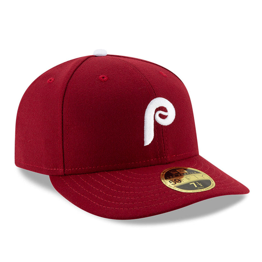New Era 59Fifty Authentic MLB Philadelphia Phillies Low Profile Alternate 2 Baseball Cap - Maroon | Official Licensed Hat for Baseball Fans & Streetwear Fashion