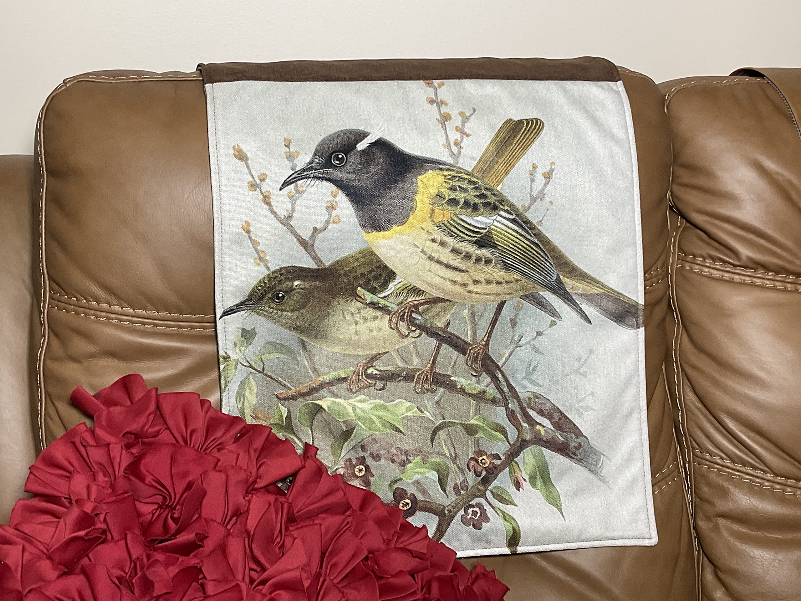Bird Design Headrest Cover - Reversible Slipcover for Sofas, Loveseats, Theater Chairs & Recliners | Furniture Protector & Home Decor | Perfect Housewarming Gift | Great for Living Room, Office & Movie Nights
