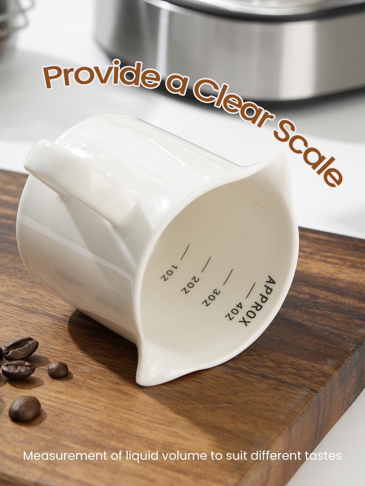 5 OZ Ceramic Espresso Cups with Double Spouts & Handle - Small Coffee Mugs with Measuring for Espresso Machines - Perfect for Lattes, Cappuccinos & Milk Syrup at Home Cafes