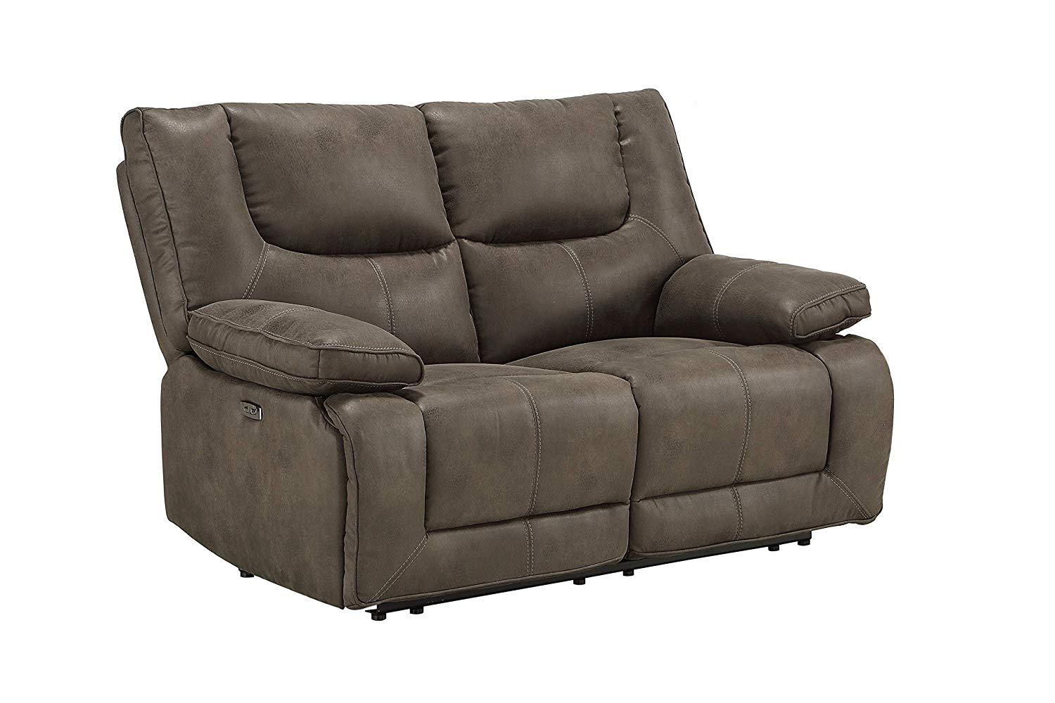 Acme Harumi Power Motion Loveseat - Gray Leather Reclining Sofa with Adjustable Positions | Perfect for Living Room, Home Theater & Relaxation