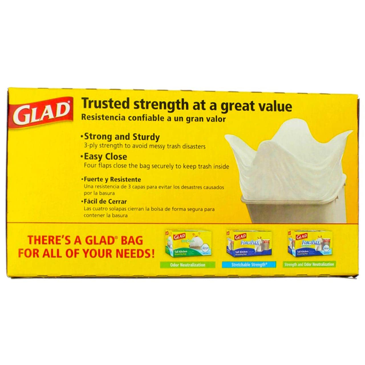 Glad Tall Kitchen Trash Bags - 15 Count, 13 Gallon, Strong & Leak-Proof for Home, Office & Outdoor Use