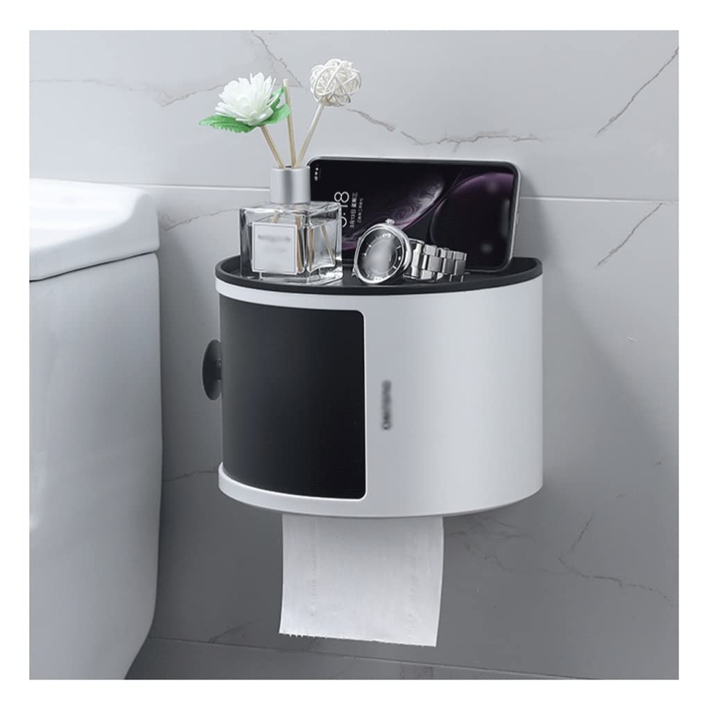 Wall Mounted Toilet Paper Holder with Shelf - Double Layer Waterproof Bathroom Tissue Storage, No Drill Paper Towel Organizer for Bathroom, Kitchen, RV (Color: C, Size: Single Layer) - Perfect for Small Spaces & Modern Home Decor