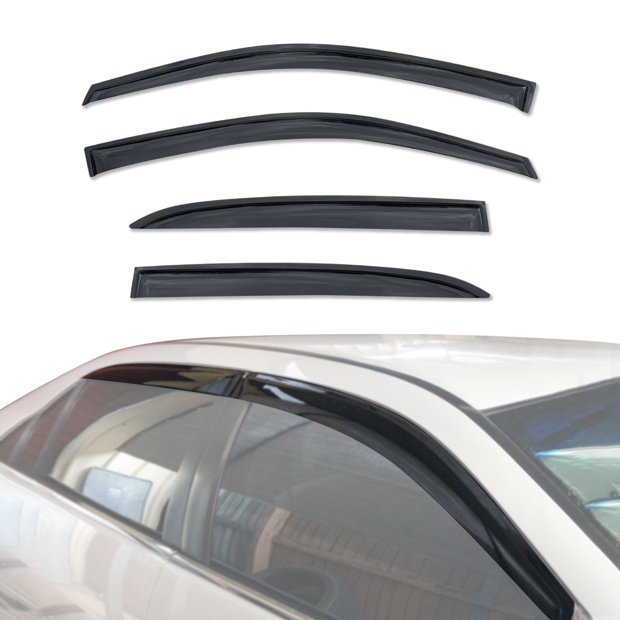 2003-2008 Honda Accord 7th Gen Car Window Weather Shields - Rain Guards & Wind Deflectors for Sedan - Perfect for All-Weather Protection & Noise Reduction