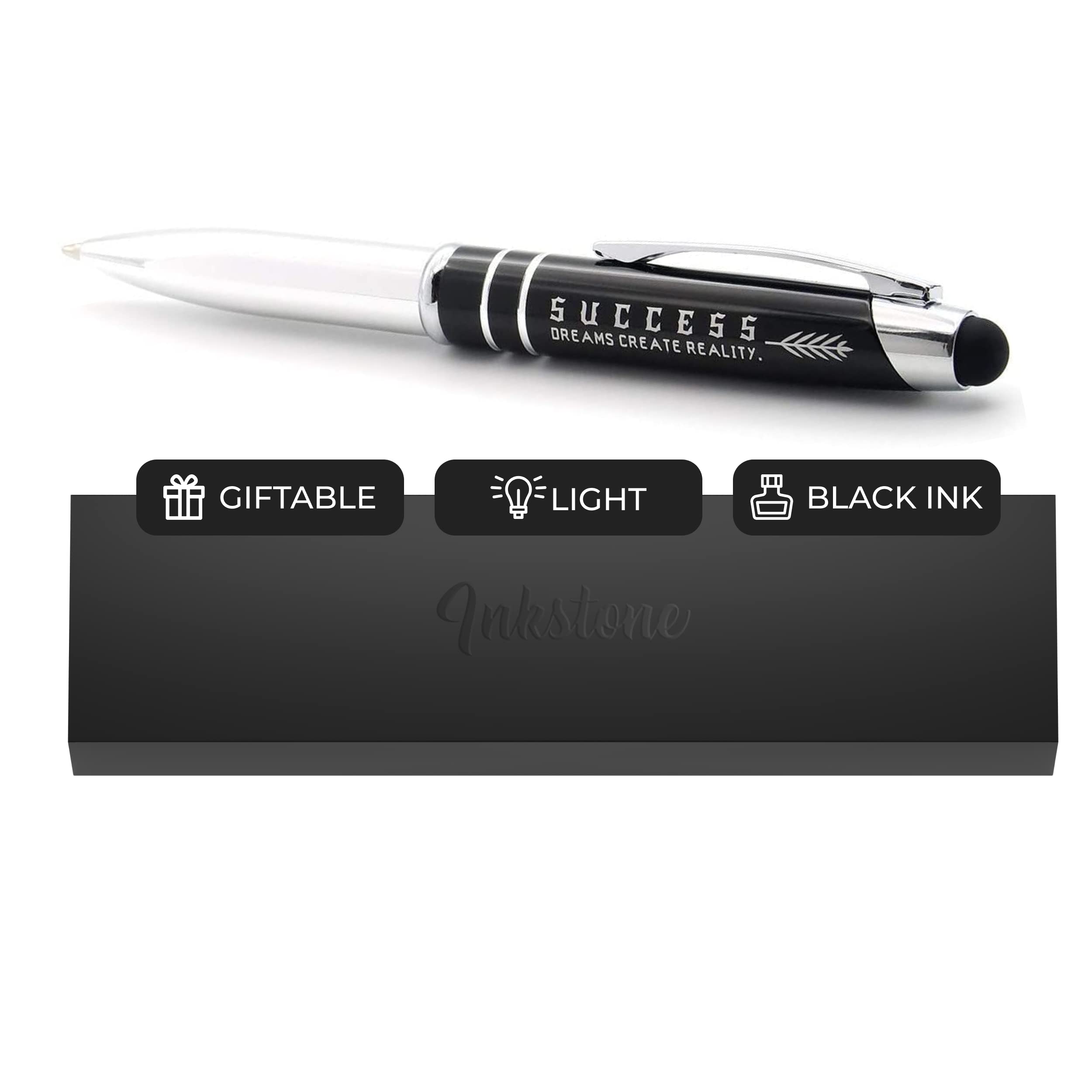 Premium Inkstone Success Gift Pen Set - Elegant Writing Pen with LED Flashlight & Stylus for Business, Graduation, and Executive Gifts (Includes Luxury Presentation Box) - Perfect for Office Use, Signing Documents, and Professional Presentations