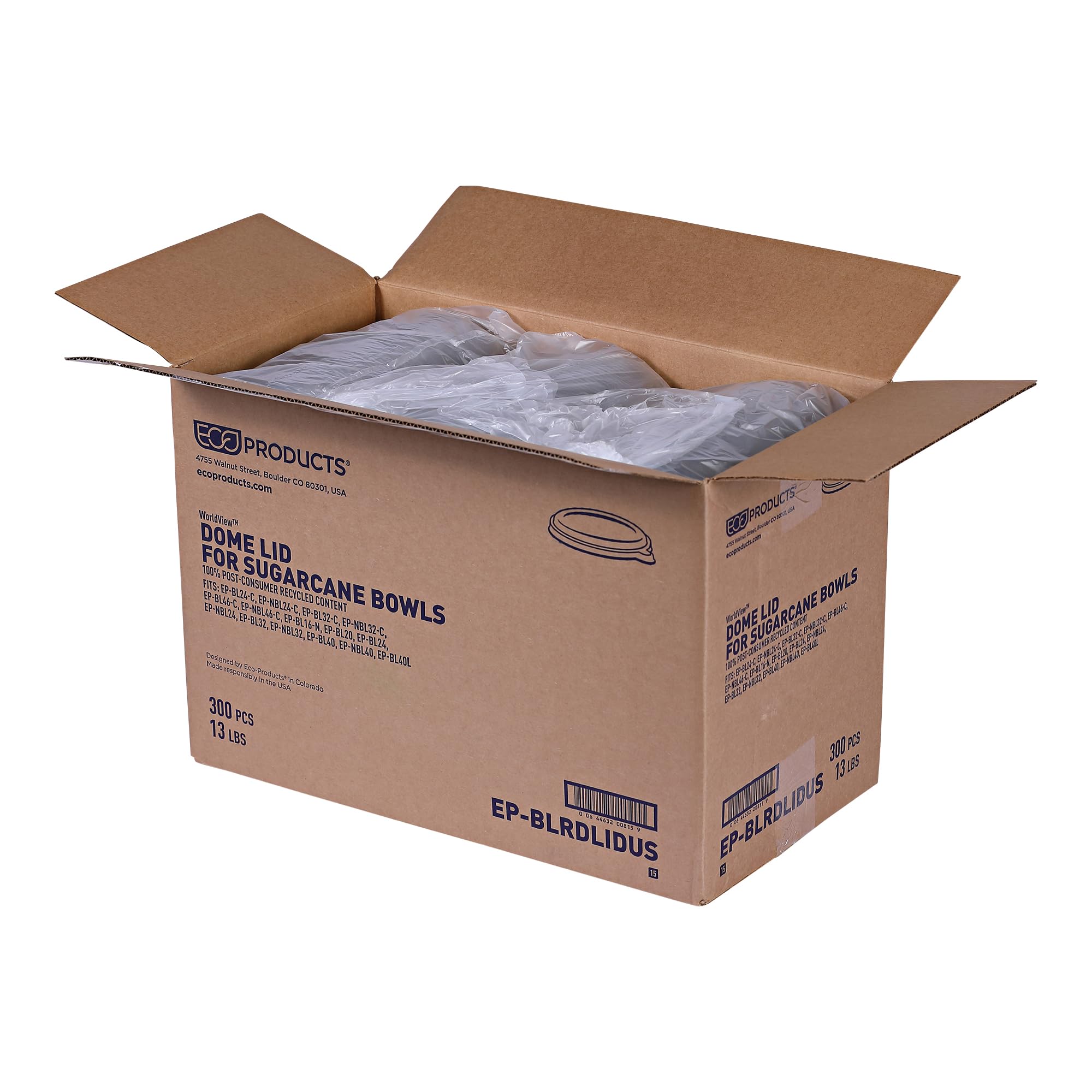 Eco-Friendly Recycled PET Dome Bowl Lids - Case of 300, Fits 24-46oz Coupe & 16-40oz Noodle Bowls, Clear Plastic Food Container Covers - Made from 100% Recycled Plastic Bottles | Perfect for Restaurants, Cafes & Takeout Services