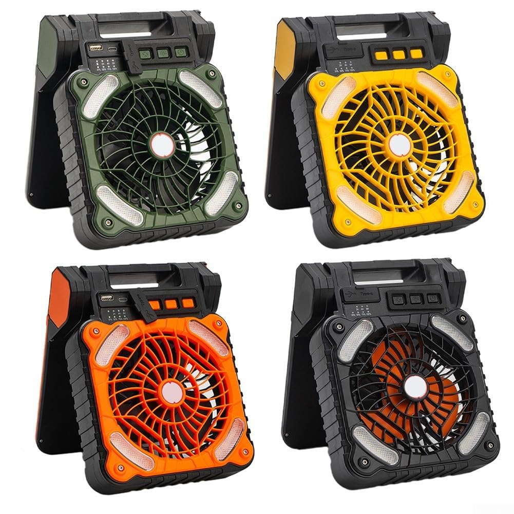 Portable Lightweight Foldable Fan with 3 Adjustable Speeds - Perfect for Camping, Travel, and Outdoor Adventures (Yellow)