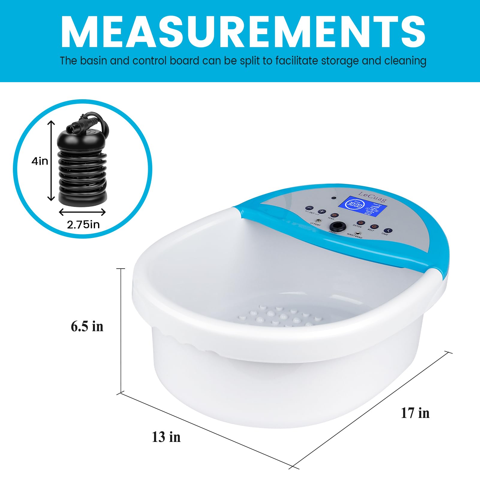 Ionic Foot Bath Detox Machine - Portable Foot Spa for Home Use with Massager Slippers, Heating Waist Belt, 2 Super Ion Arrays & 10 Liners | Relaxing Foot Care, Stress Relief & Detox Therapy for Wellness & Self-Care