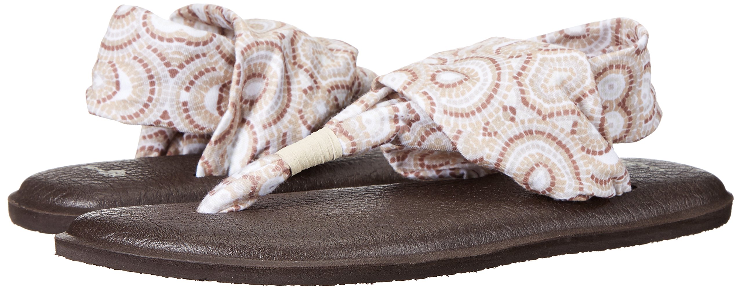 Sanuk Women's Yoga Sling 2 Prints Flip Flops - Comfortable Sandals for Yoga & Beach - Natural Multi Radio Love Design - Size 9 M US - Perfect for Summer, Travel & Casual Wear