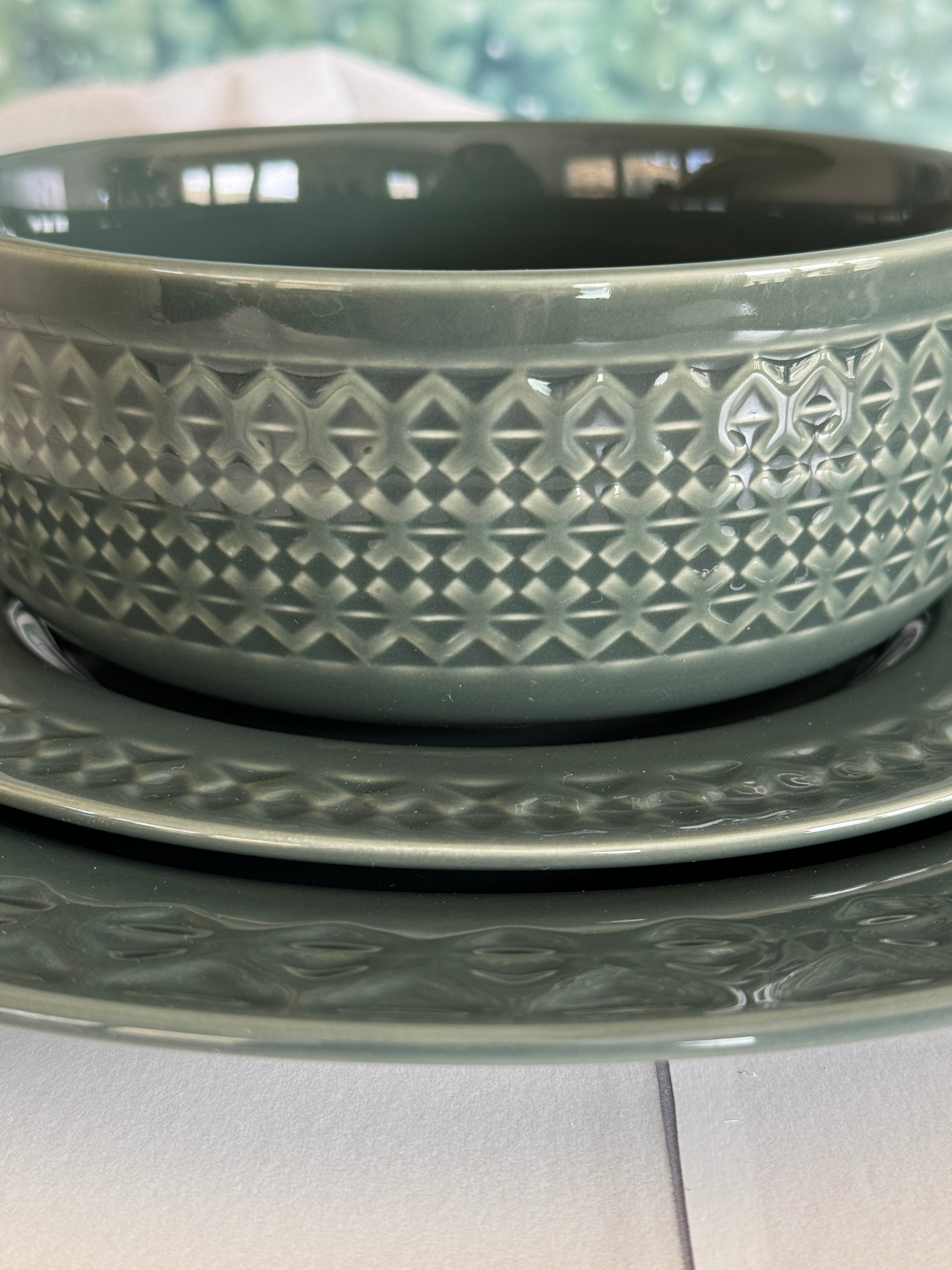 Pendleton Debossed Stoneware Bowls - 6-Piece Set of Handcrafted Ceramic Serving Bowls for Soup, Salad, Pasta - Perfect for Dinner Parties, Holiday Gatherings & Rustic Home Decor