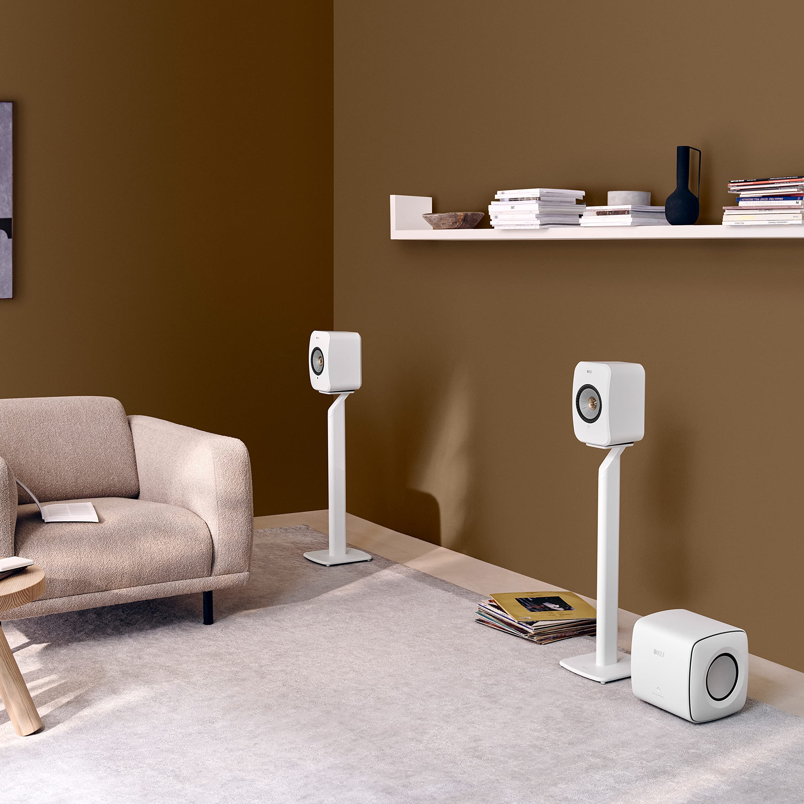 KEF LSX II Wireless HiFi Speaker System - Premium Bluetooth Bookshelf Speakers with High Resolution Audio (Mineral White) | Perfect for Home Theater, Music Studio & Office Sound System