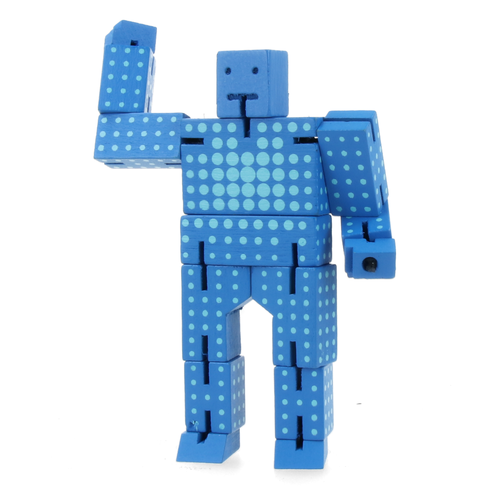Cubebot Micro Dot Blue - Mini Wooden Puzzle Robot Toy for Kids & Adults - Perfect for Stress Relief, Office Decor & STEM Learning