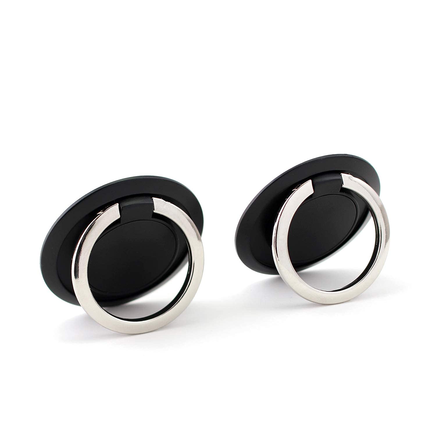 2Pcs 180° Foldable & 360° Rotating Phone Ring Holder - Magnetic Car Mount Compatible with iPhone, Samsung & Smartphones (Black) | Perfect for Driving, Watching Videos & Secure Grip